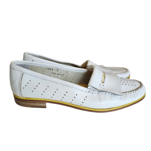 Florsheim White Leather Slip On Driver Loafers - Picture 1 of 9